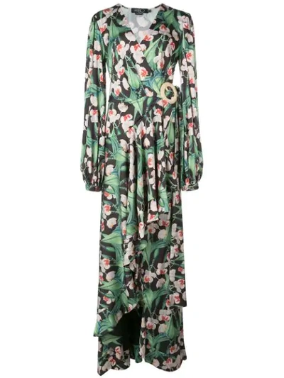Patbo Floral High-low Wrap Dress In Black