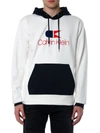 CALVIN KLEIN BLUE AND WHITE COTTON SWEATSHIRT WITH HOOD AND LOGO PRINT,10994973