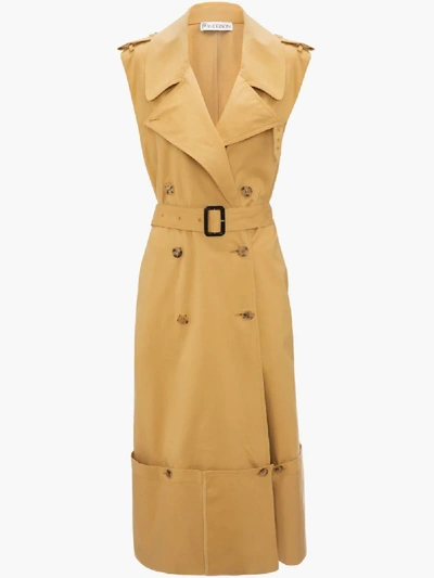 Jw Anderson Fold Up Hem Sleeveless Trench Coat In Brown