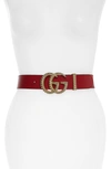 GUCCI TEXTURED GG LOGO LEATHER BELT,524105AP00G