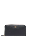 PRADA PRADA CONTINENTAL LOGO ZIP AROUND WALLET