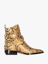 CHLOÉ CHLOÉ WHEAT YELLOW RYLEE 30 SNAKE EFFECT ANKLE BOOTS,CHC19A214D479413998059