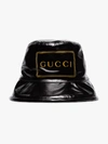Gucci Men's Shiny Bucket Hat With Framed Logo In Black