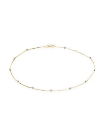 Saks Fifth Avenue Women's 14k Two-tone Gold Anklet In Grey