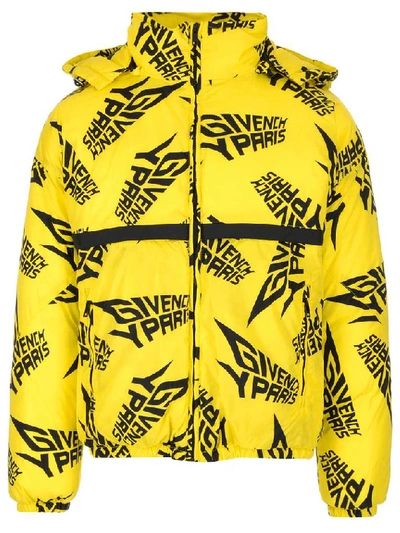 Givenchy Logo Print Puffer Jacket In Yellow