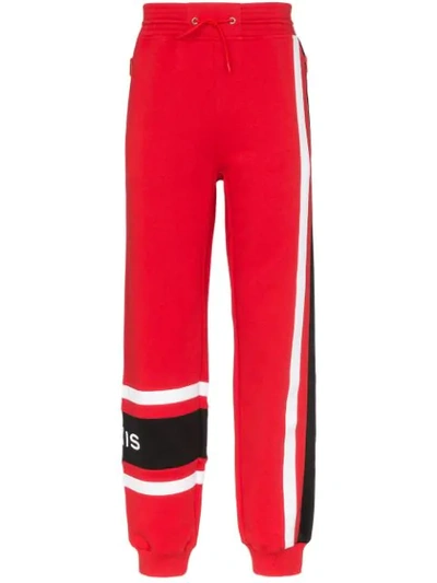 Givenchy Tapered Logo-embroidered Loopback Cotton-jersey Sweatpants In Red