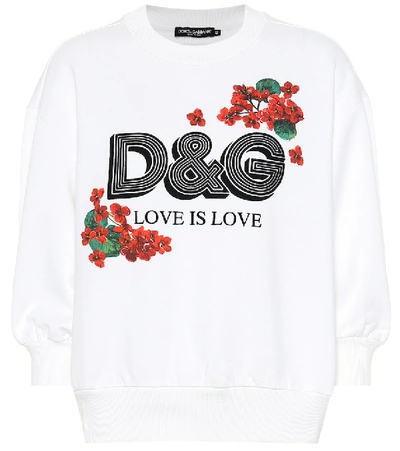 Dolce & Gabbana Logo Detail Cotton Sweatshirt In White