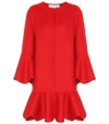 Valentino Ruffled Wool And Cashmere-blend Coat In Red