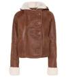 LOEWE SHEARLING-TRIMMED LEATHER JACKET,P00403211