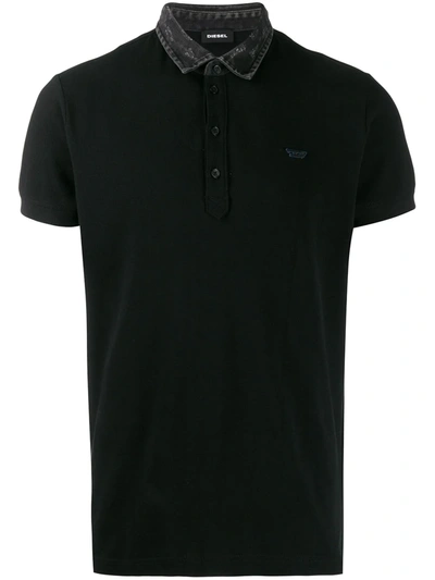 Diesel Men's Miles Contrast-collar Polo Shirt In Black