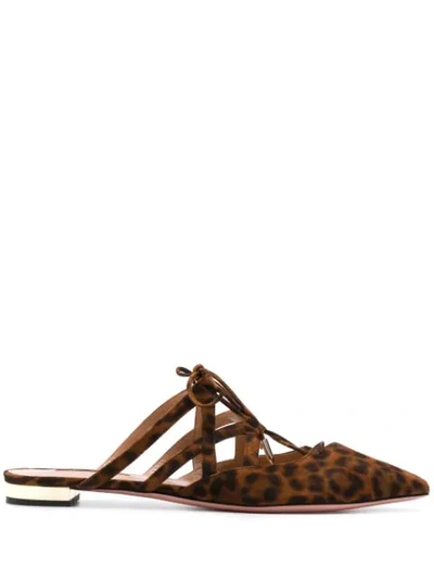 Aquazzura Leopard Print Mules In Neutrals