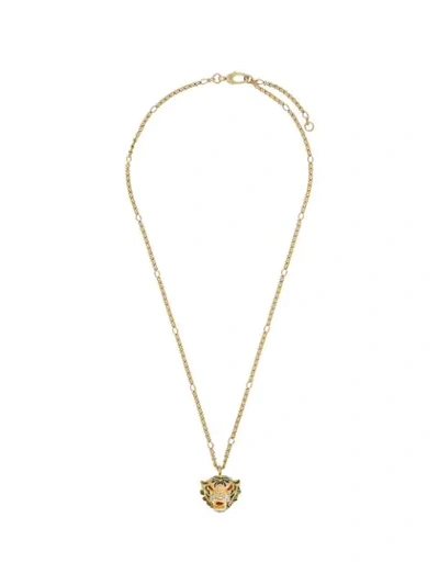 Gucci Tiger Head Pendant Necklace In Metallic