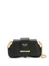 PRADA PRADA LOGO PLAQUE SHOULDER BAG - BLACK