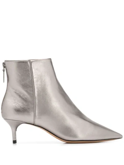 Alexandre Birman Metallic Ankle Boots In Silver