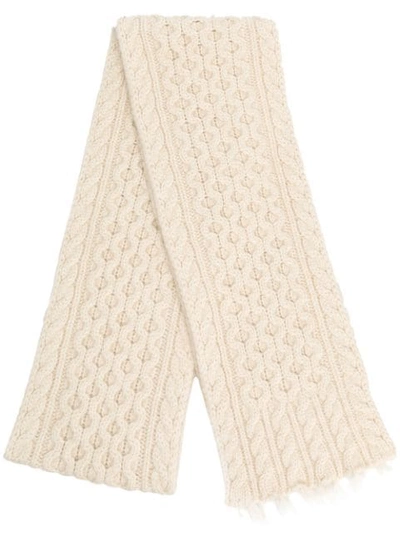 Alanui Cable-knit Fringed Scarf In White