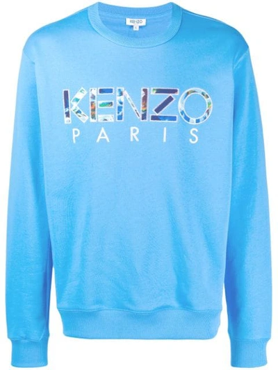 Kenzo World Sweatshirt In Light Blue