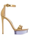 Gianvito Rossi Clear Platform Ankle Strap Sandal In Gold