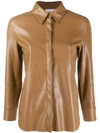 Nanushka Leather Effect Shirt In Brown