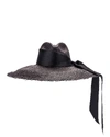 SENSI STUDIO Panama Hat With Maxi Bow in Black,SENF-WA18