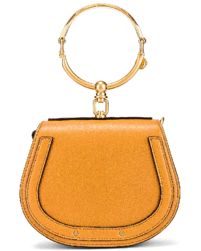Chloé Small Nile Calfskin & Suede Bracelet Bag In Autumnal Brown