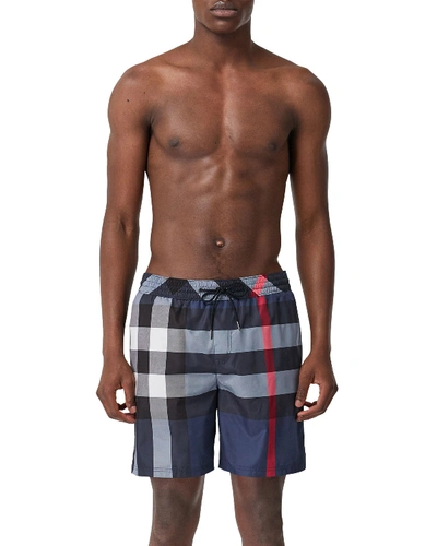 BURBERRY MEN'S GUILDES SIGNATURE CHECK SWIM TRUNKS,PROD148881937