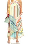 SILVIA TCHERASSI SILVIA TCHERASSI BEVERLY SKIRT IN GREEN,STRIPES,ORANGE,YELLOW,STCH-WQ10