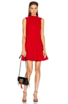 Valentino Crepe Cocktail Flounce-hem Mini Dress In Red