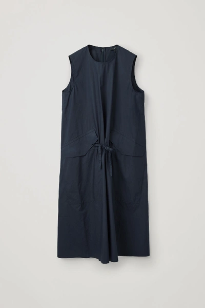 Cos Drawstring Sleeveless Dress In Midnight Blue