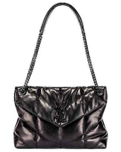 Saint Laurent Medium Loulou Puffer Chain Bag In Black