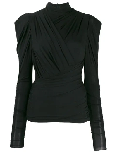 Isabel Marant Drape High Neck Jersey Top In Black