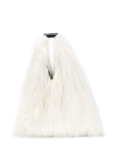 Mm6 Maison Margiela Shopper Aus Faux Fur In White
