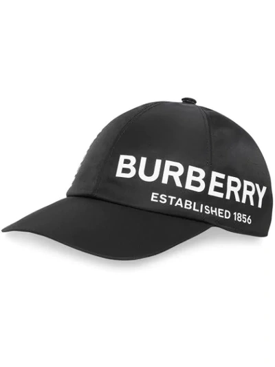 Burberry Logo Horseferry Print Baseball Cap In Black