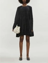 Merlette Soliman Long-sleeved Cotton-poplin Mini Dress In Black