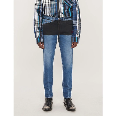 Off-white Contrast Stripe Slim-fit Jeans - 蓝色 In Blue,black