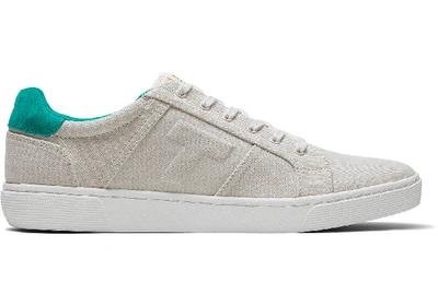 Toms Schuhe Beiges Canvas Mit Grünem Nubuck Leandro Trainers Für Herren - Grösse 43 In White