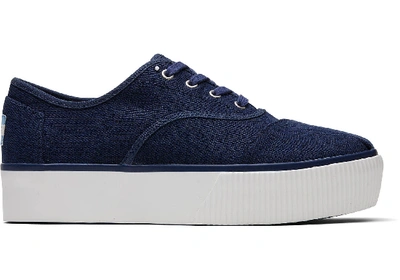 Toms Navy Heritage Canvas Platform Women's Cordones Boardwalk Sneakers Venice Collection Shoes