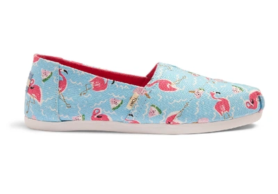 Toms Flamingo Party Glitter Watermelon Canvas Women's Classics Ft. Ortholite Slip-on Shoes In Blue