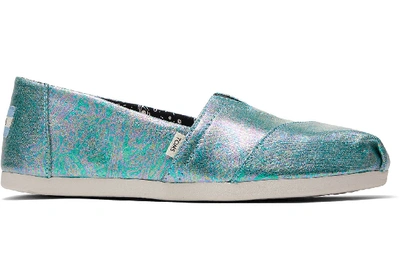 Toms Black Pearlized Canvas Women's Classics Slip-on Shoes In Blue
