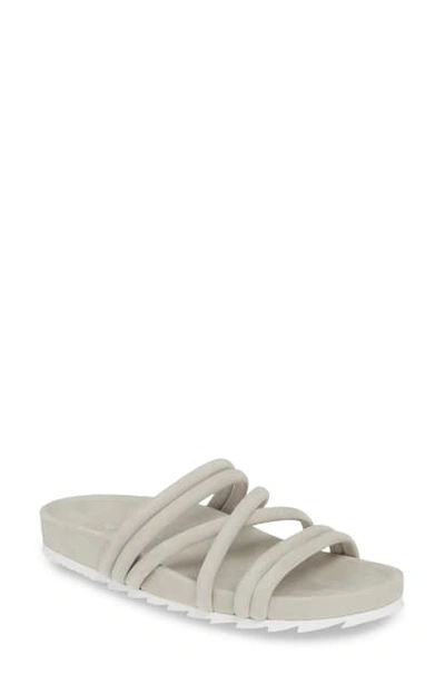 Jslides Tess Strappy Slide Sandal In Light Grey Nubuck Leather