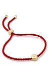 Monica Vinader Linear Solo 18ct Yellow Gold-plated Vermeil Silver And Diamond Friendship Bracelet In Gold/ Coral