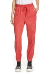 Tibi Drapey Tech Jogger Pants In Washed Red Multi