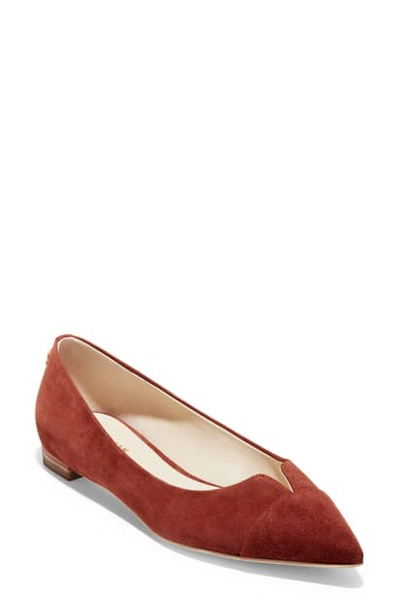 Cole Haan Ednah Skimmer Flat In Cherry Mahogany Suede