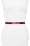 MOSCHINO LOGO SKINNY LEATHER BELT,A8008 8001