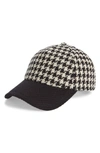 RAG & BONE MARILYN HOUNDSTOOTH BASEBALL CAP - BLACK,W294185JV