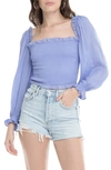 ASTR SMOCKED BALLOON SLEEVE TOP,ACT15397