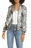 ALICE AND OLIVIA LONNIE SEQUIN CROPPED BOMBER JACKET,CC907E02207