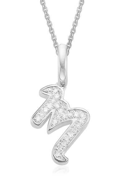 Monica Vinader Alphabet Diamond Pavé Pendant Charm In Silver/ Diamond- M