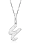Monica Vinader Alphabet Diamond Pavé Pendant Charm In Silver/ Diamond- U