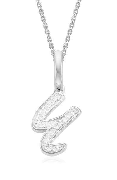 Monica Vinader Alphabet Diamond Pavé Pendant Charm In Silver/ Diamond- U