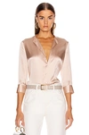 L AGENCE L'AGENCE AOKI BAND COLLAR BLOUSE IN PINK,LAGF-WS157